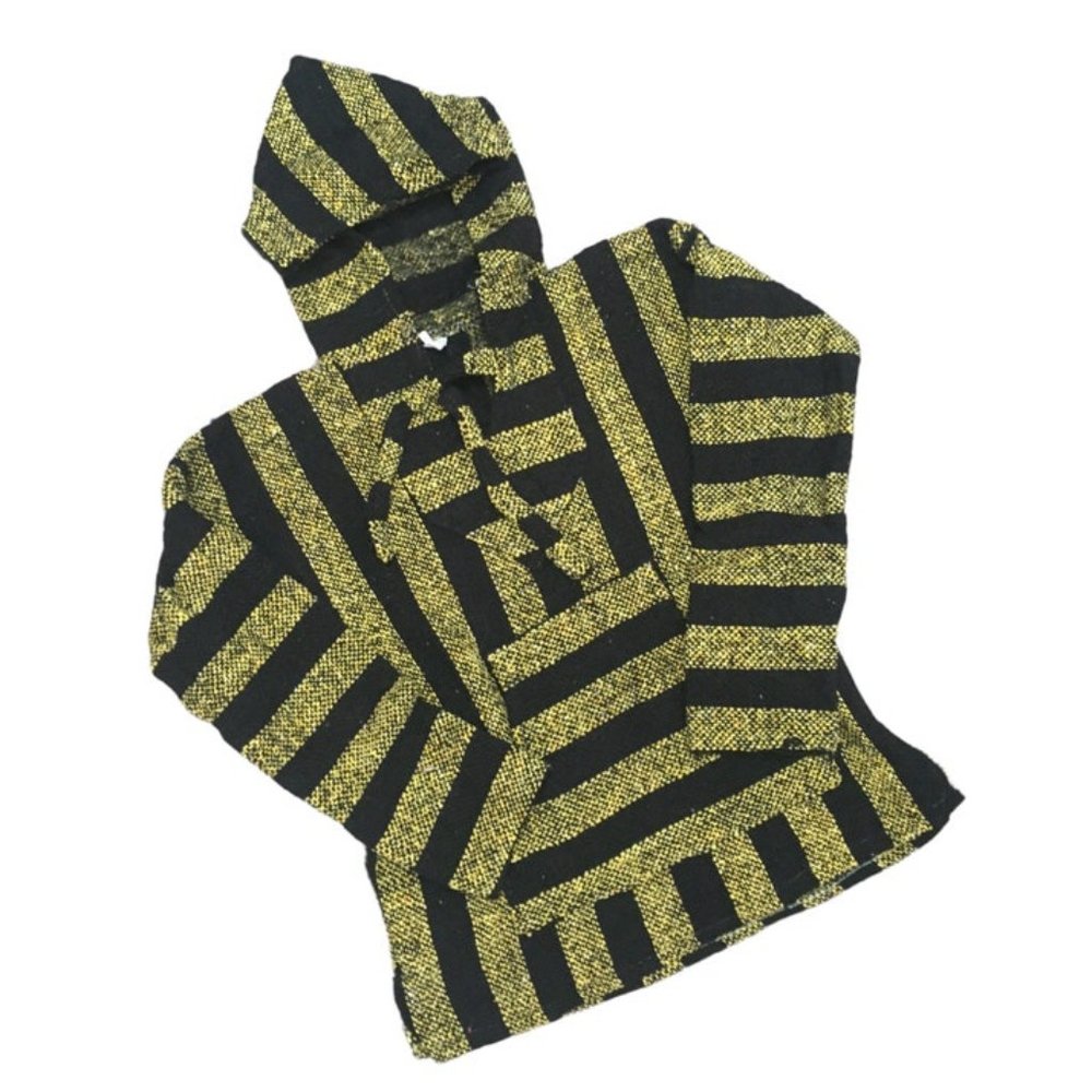 Handmade Mexican Baja Hoodie Poncho Sweatshirt- Size Small - Hippie & Bohemian